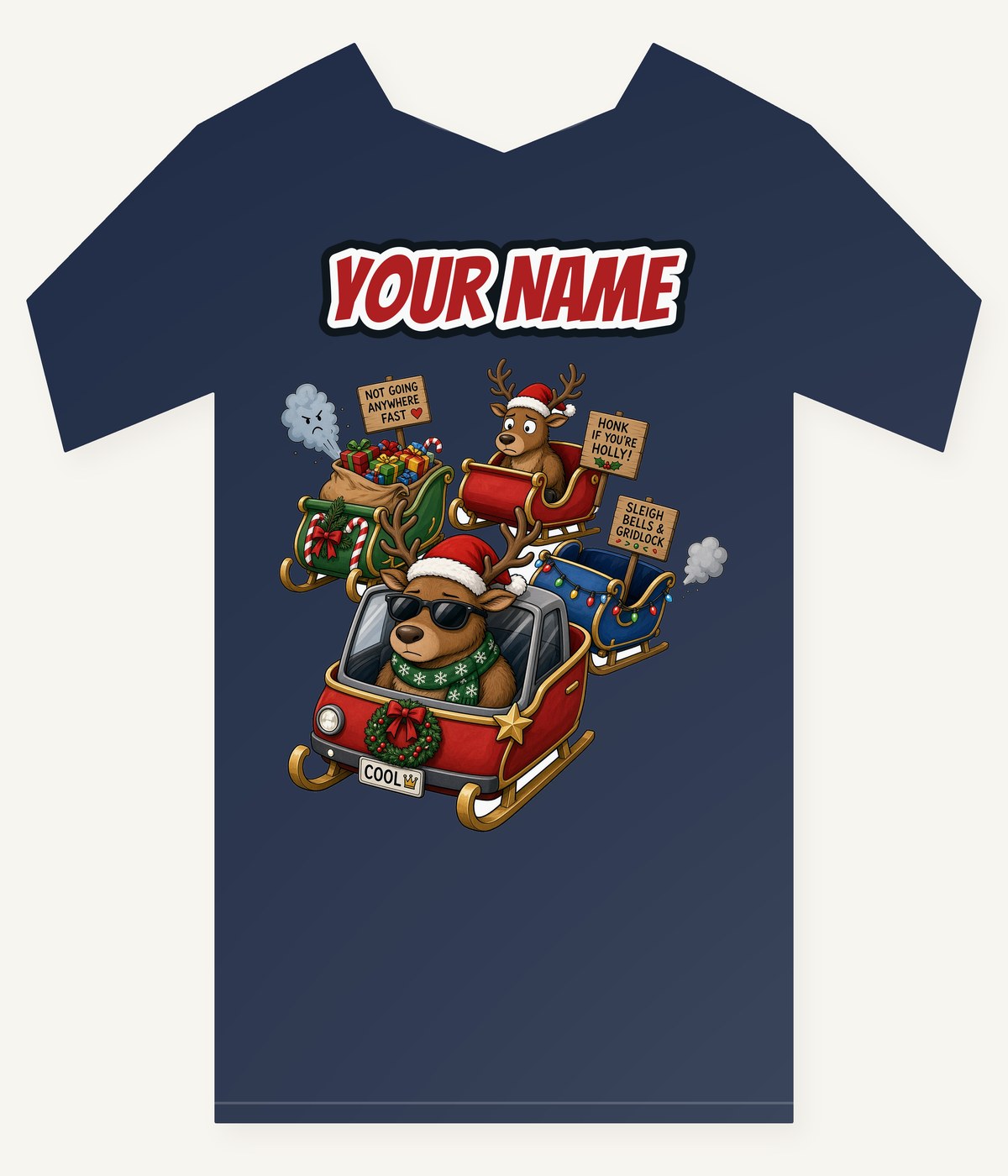 Sleigh Bells and Gridlock Personalised Kids Tee and Baby Bodysuit