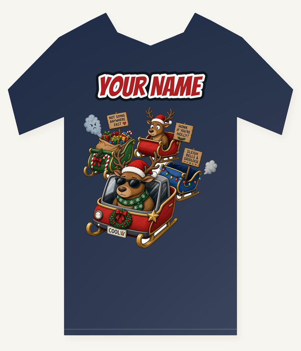 Sleigh Bells and Gridlock Personalised Kids and Baby Christmas Tee