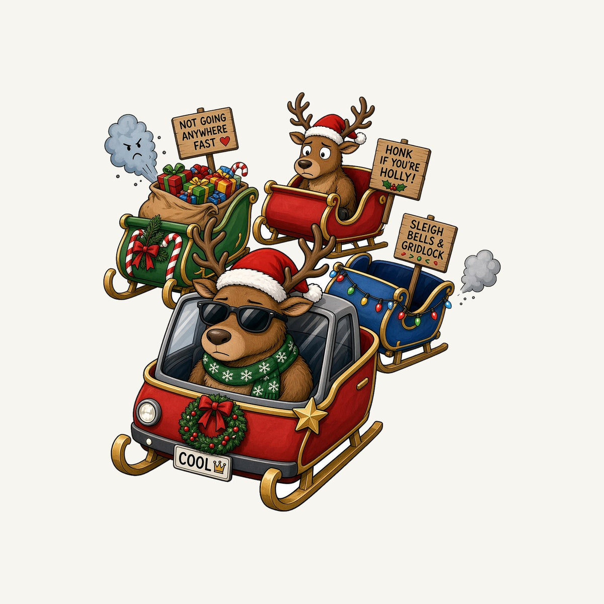 Sleigh Bells and Gridlock Personalised Kids and Baby Christmas Tee