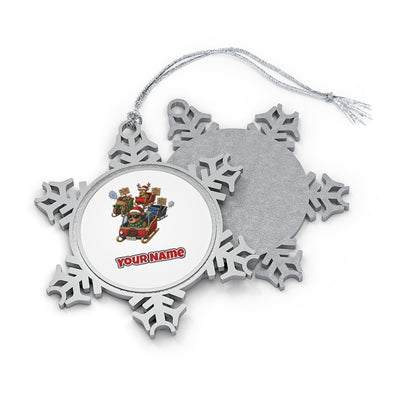 Sleigh Bells and Gridlock Personalised Pewter Christmas Ornament