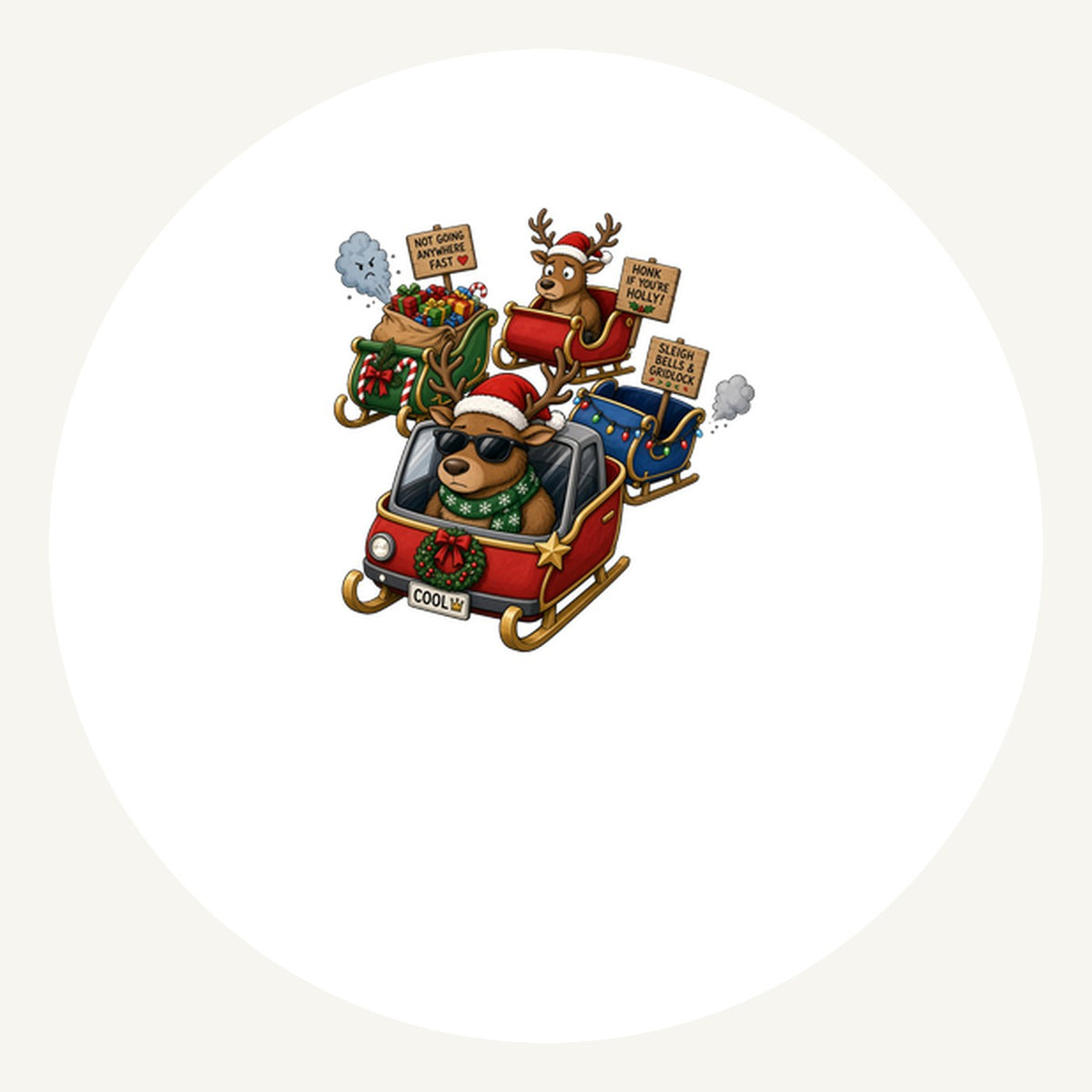 Sleigh Bells and Gridlock Personalised Pewter Christmas Ornament