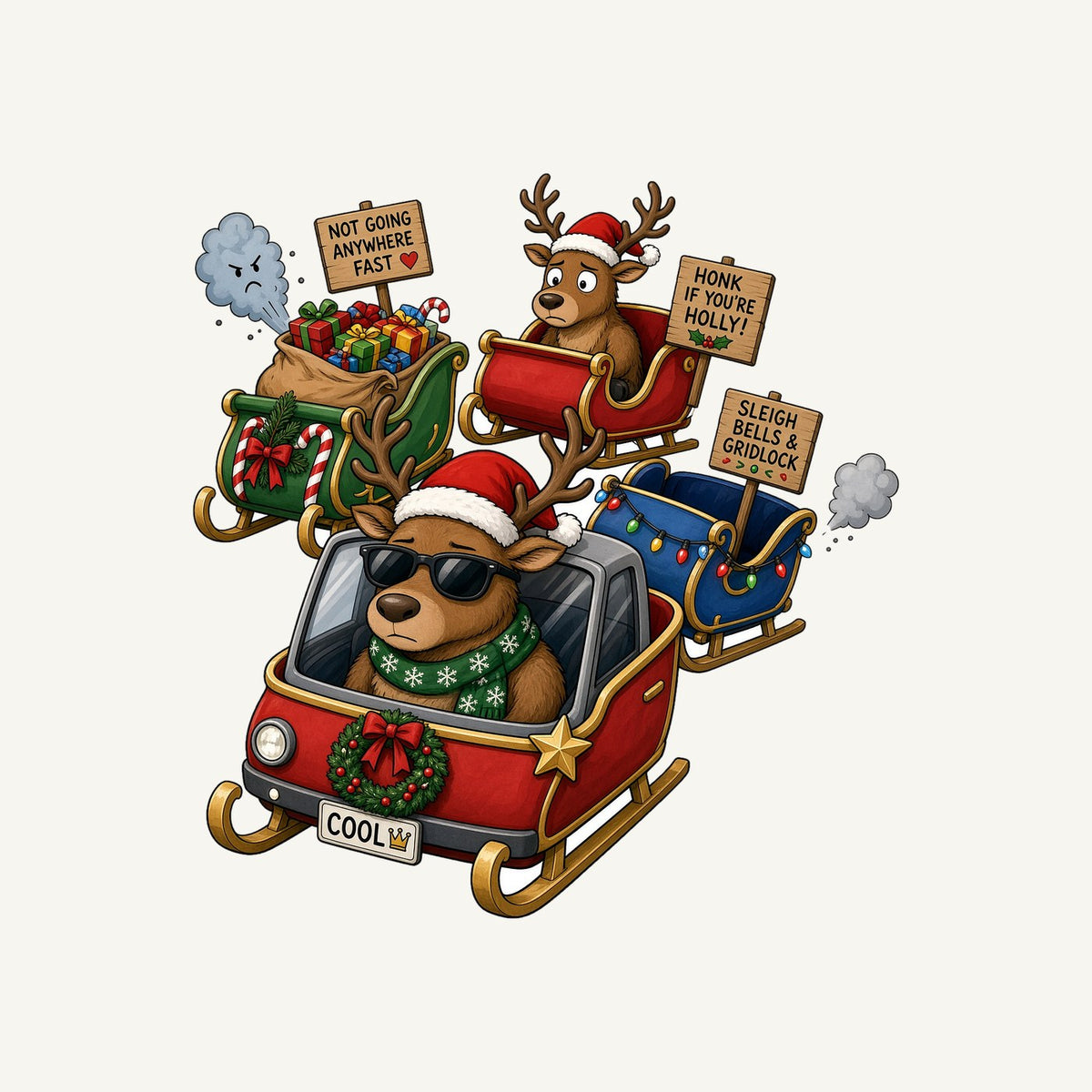 Sleigh Bells and Gridlock Personalised Christmas T-Shirt and Hoodie