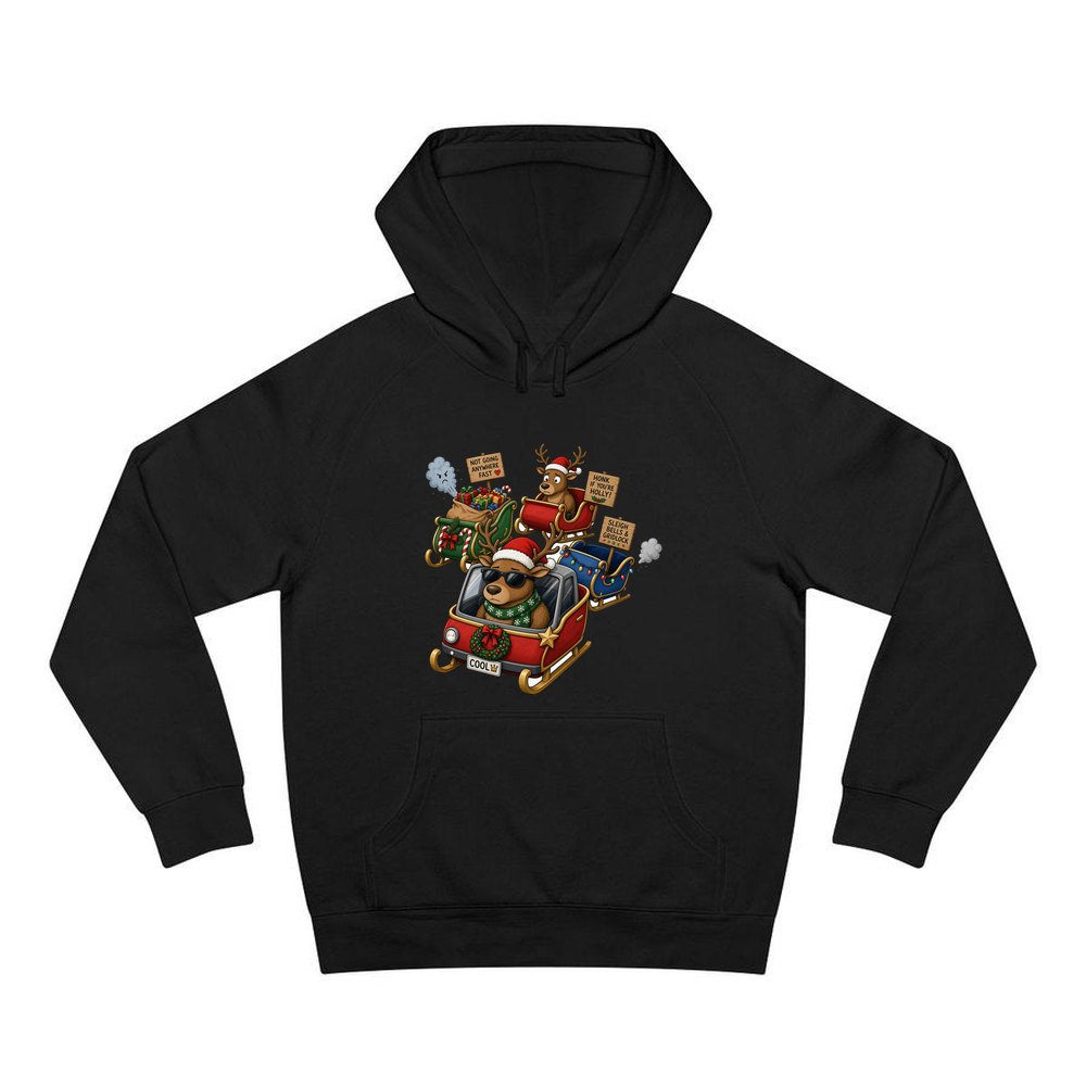 Sleigh Bells and Gridlock personalised Christmas hoodie in black
