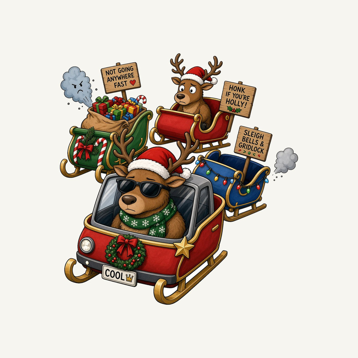 Sleigh Bells and Gridlock Personalised Santa Sack