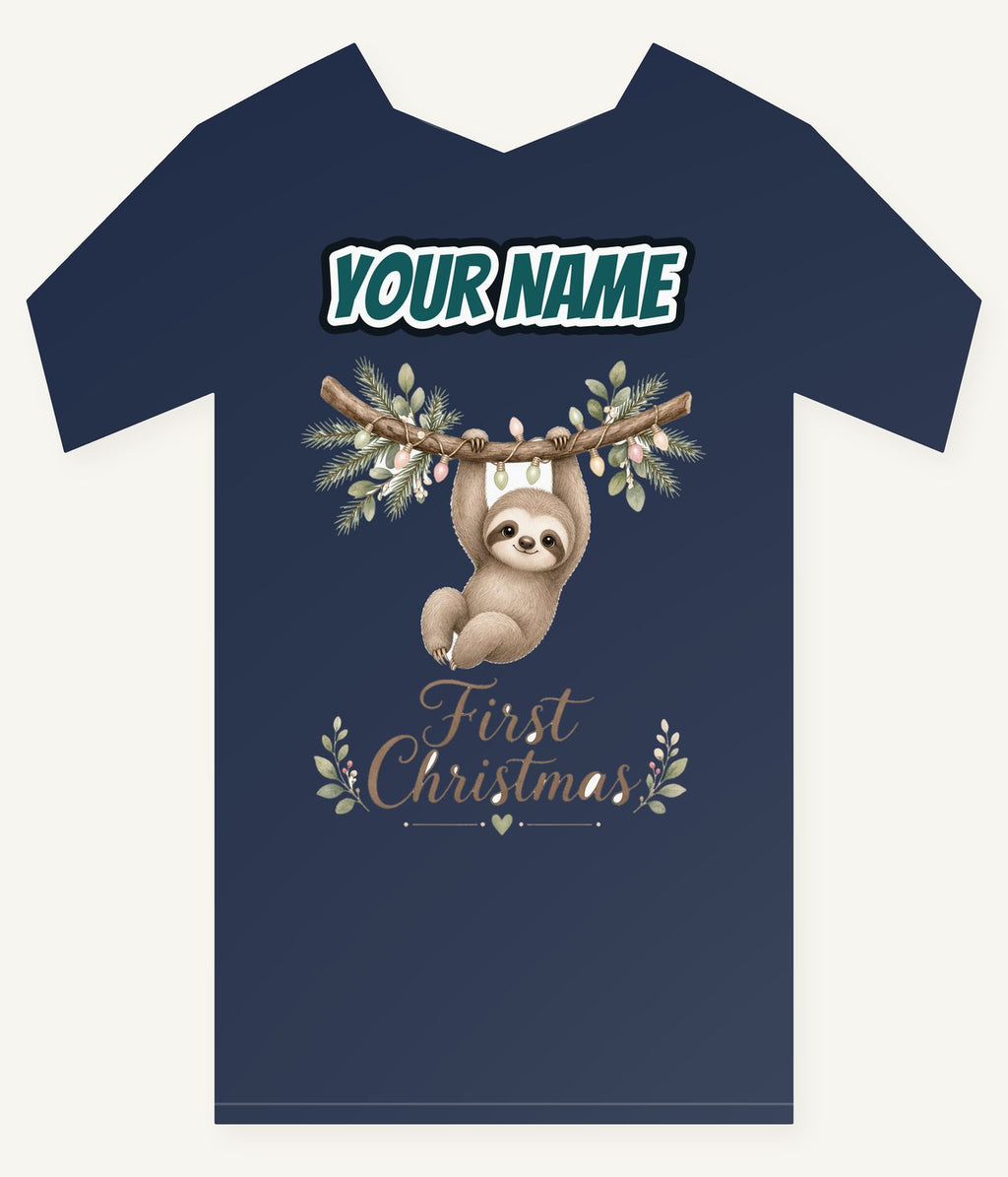 Sloth's First Christmas Personalised Kids and Baby Christmas Tee