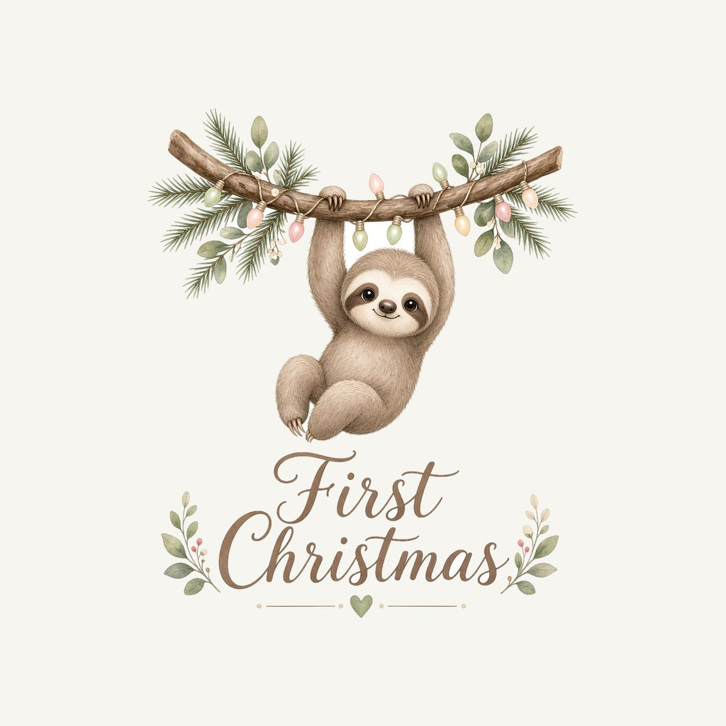 Sloth's First Christmas Personalised Kids and Baby Christmas Tee