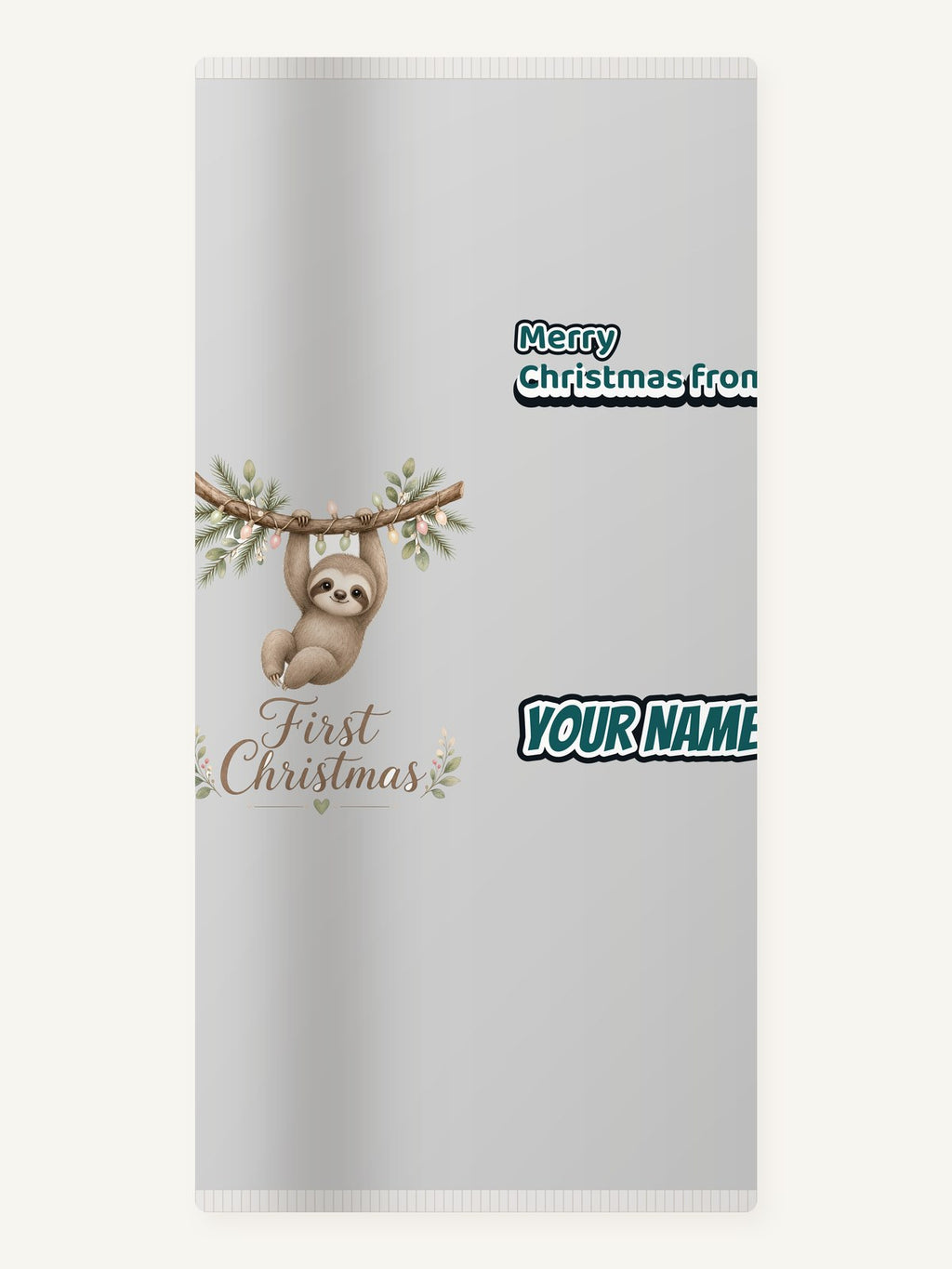 Sloth's First Christmas Personalised Beach Towel