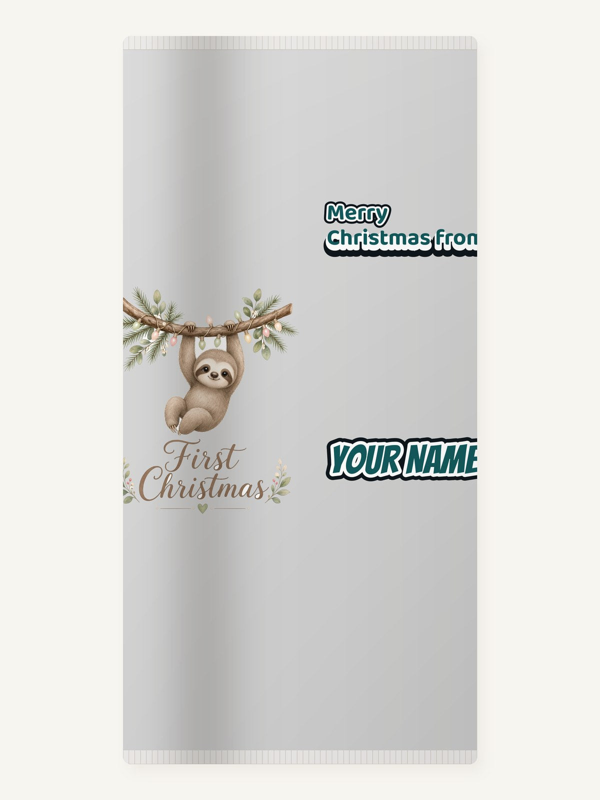 Sloth's First Christmas Personalised Beach Towel