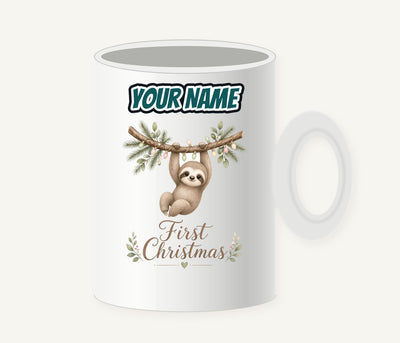 Sloth's First Christmas Personalised Christmas Mug