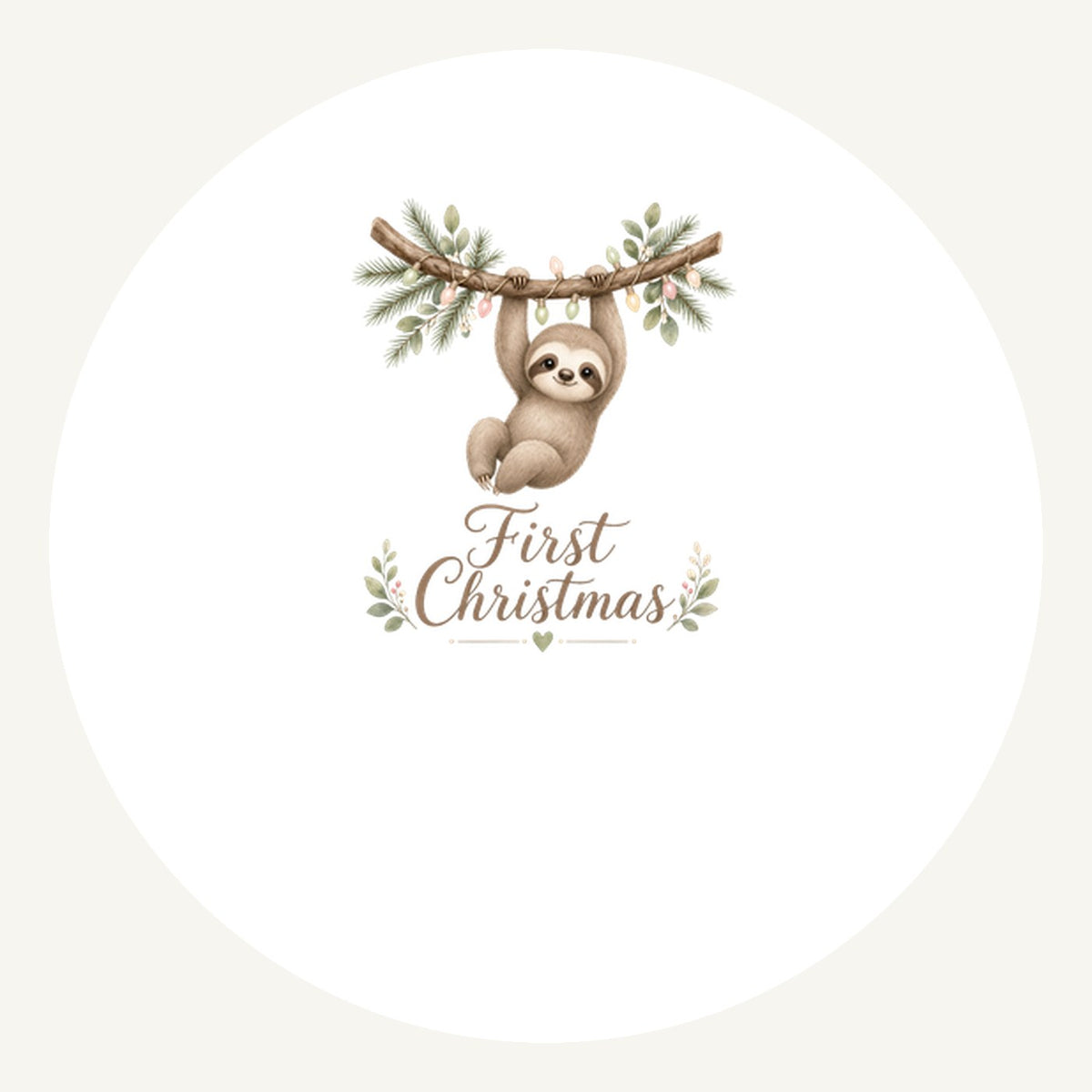 Sloth's First Christmas Personalised Pewter Christmas Ornament