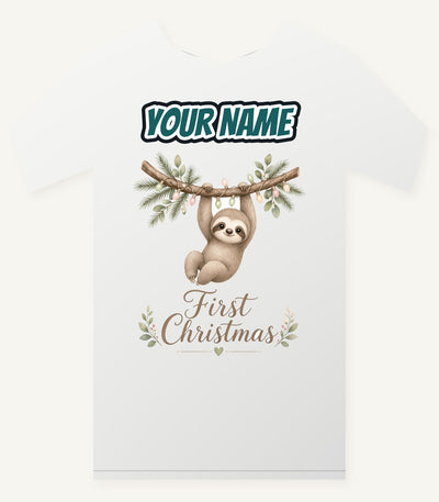 Sloth's First Christmas Personalised Christmas T-Shirt and Hoodie