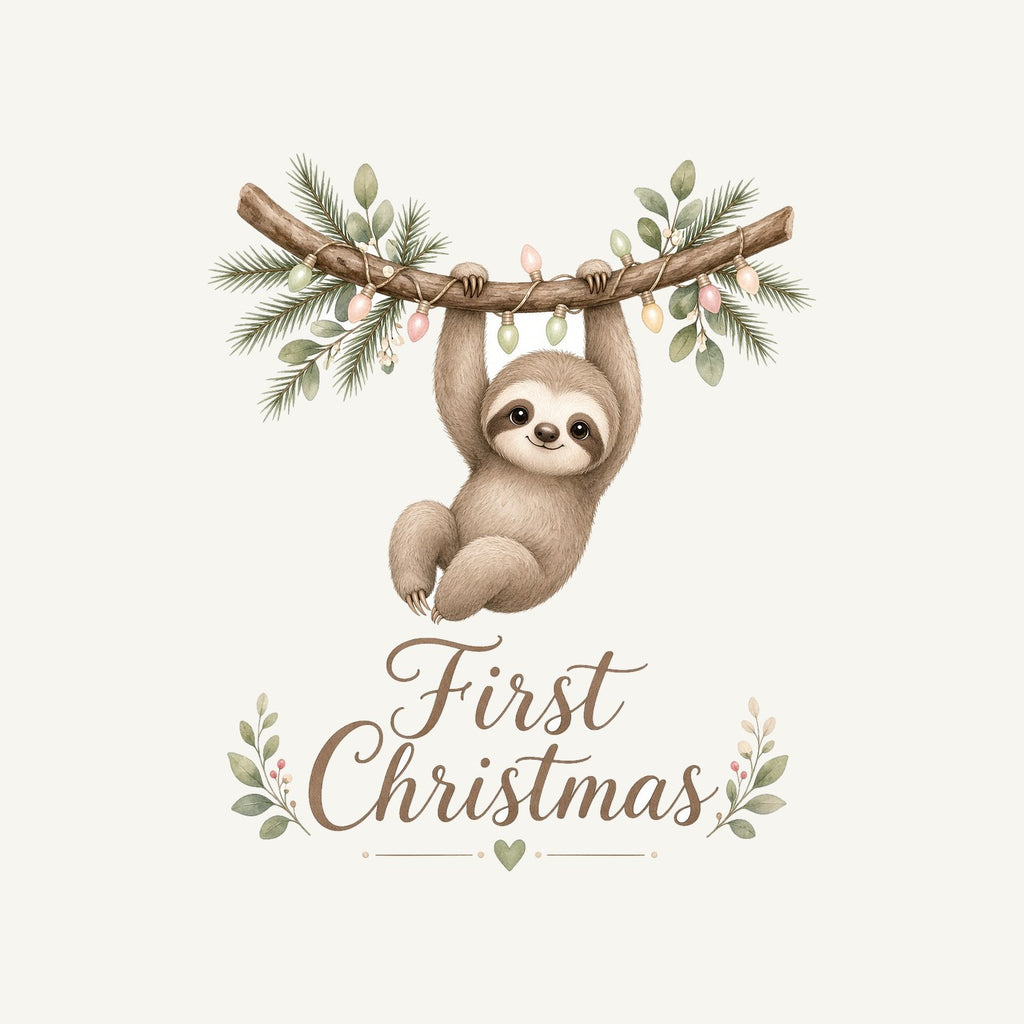 Sloth's First Christmas Personalised Christmas T-Shirt and Hoodie