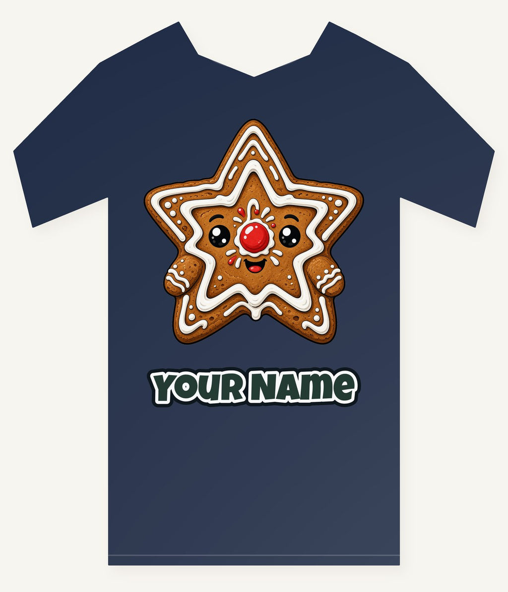 Smiling Gingerbread Star Personalised Kids Tee and Baby Bodysuit