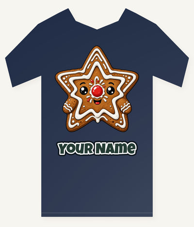 Smiling Gingerbread Star Personalised Kids Tee and Baby Bodysuit