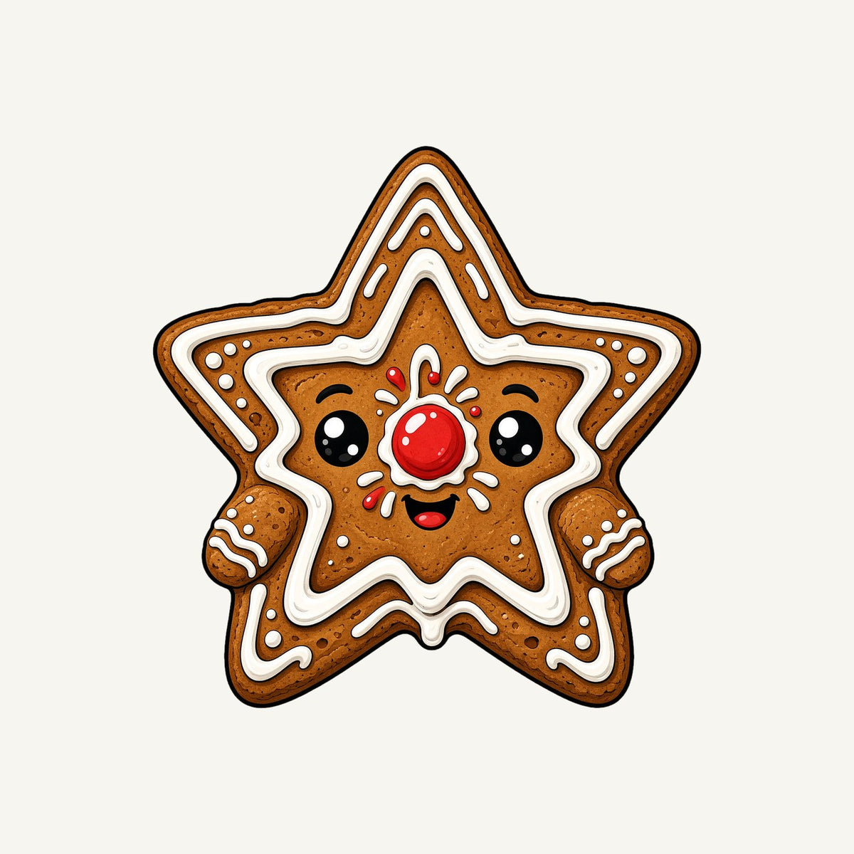 Smiling Gingerbread Star Personalised Kids Tee and Baby Bodysuit