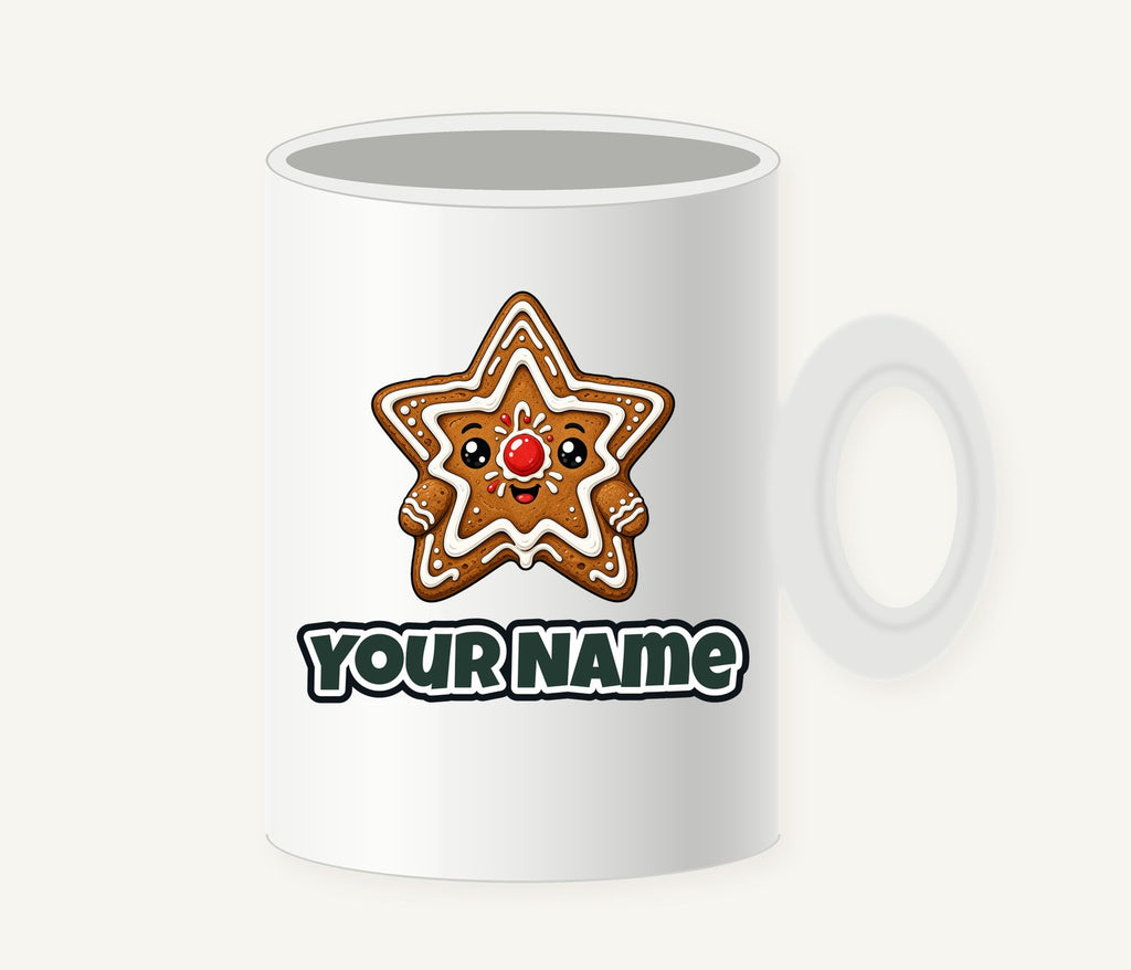 Smiling Gingerbread Star Personalised Christmas Mug