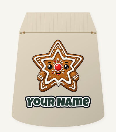 Smiling Gingerbread Star Personalised Santa Sack