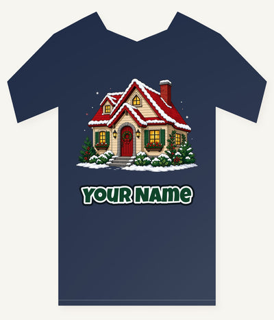 Snow Covered Christmas Cottage Personalised Kids Tee and Baby Bodysuit