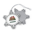 Snow Covered Christmas Cottage Personalised Pewter Christmas Ornament