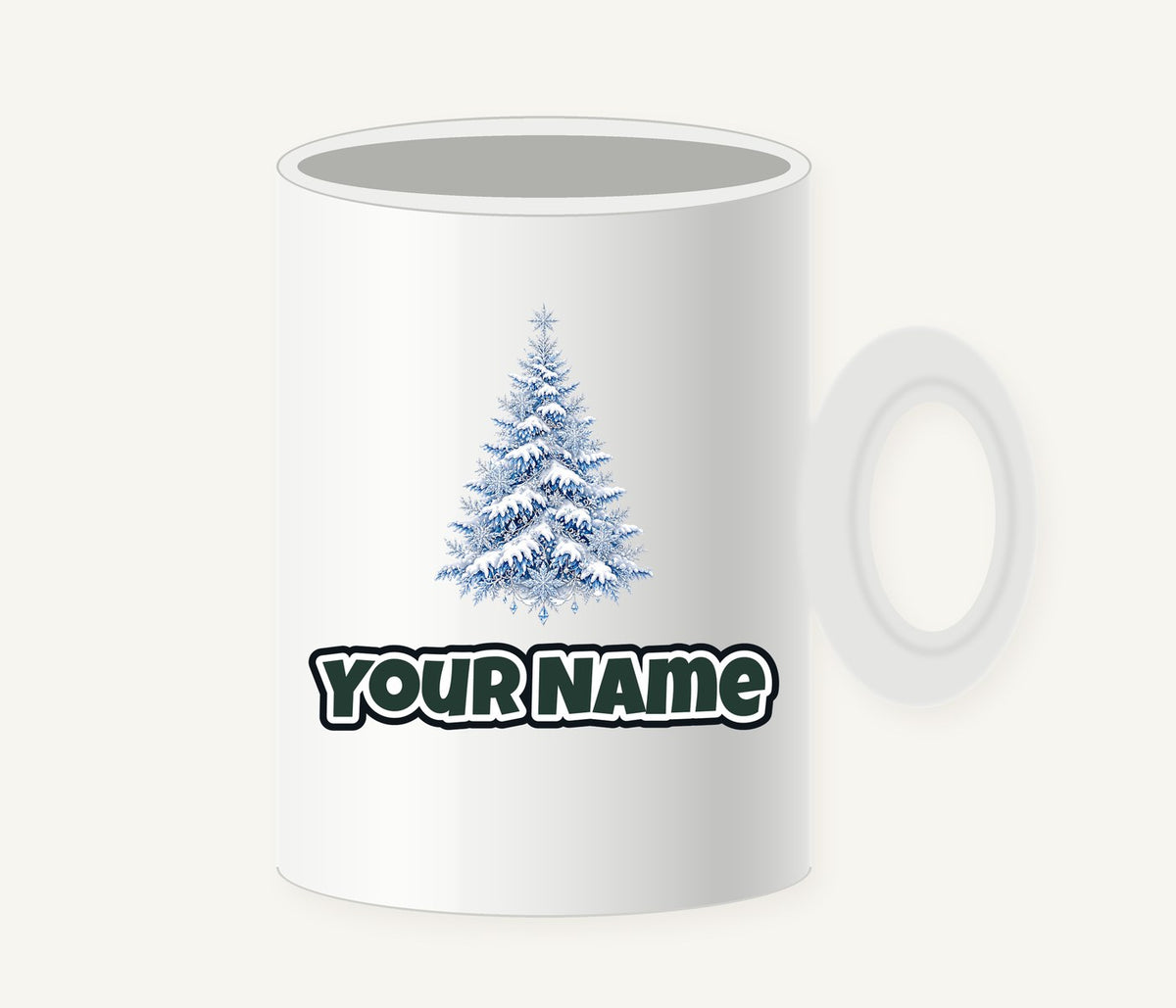 Snow Covered Christmas Tree Personalised Christmas Mug