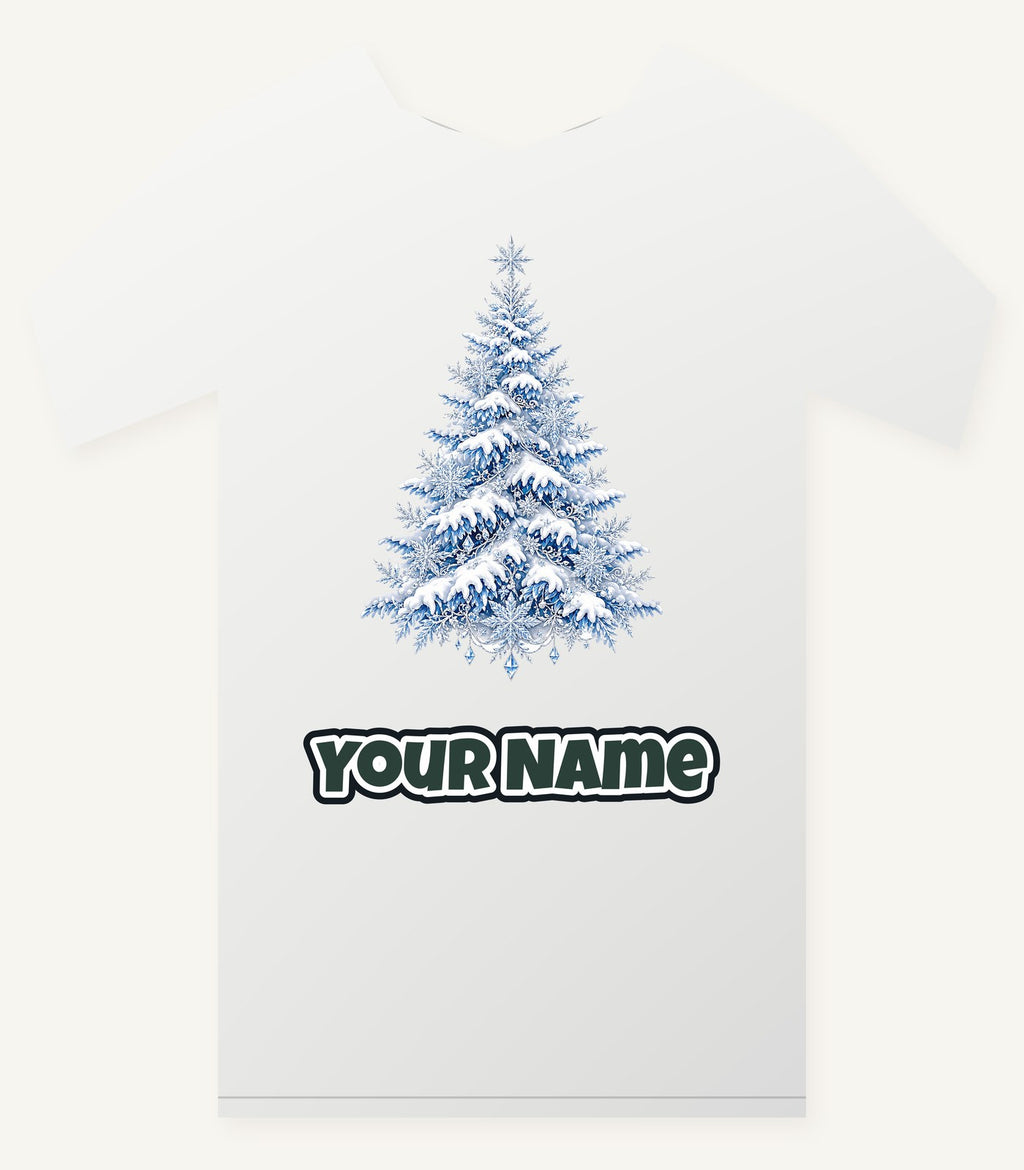 Snow Covered Christmas Tree Personalised Christmas T-Shirt and Hoodie