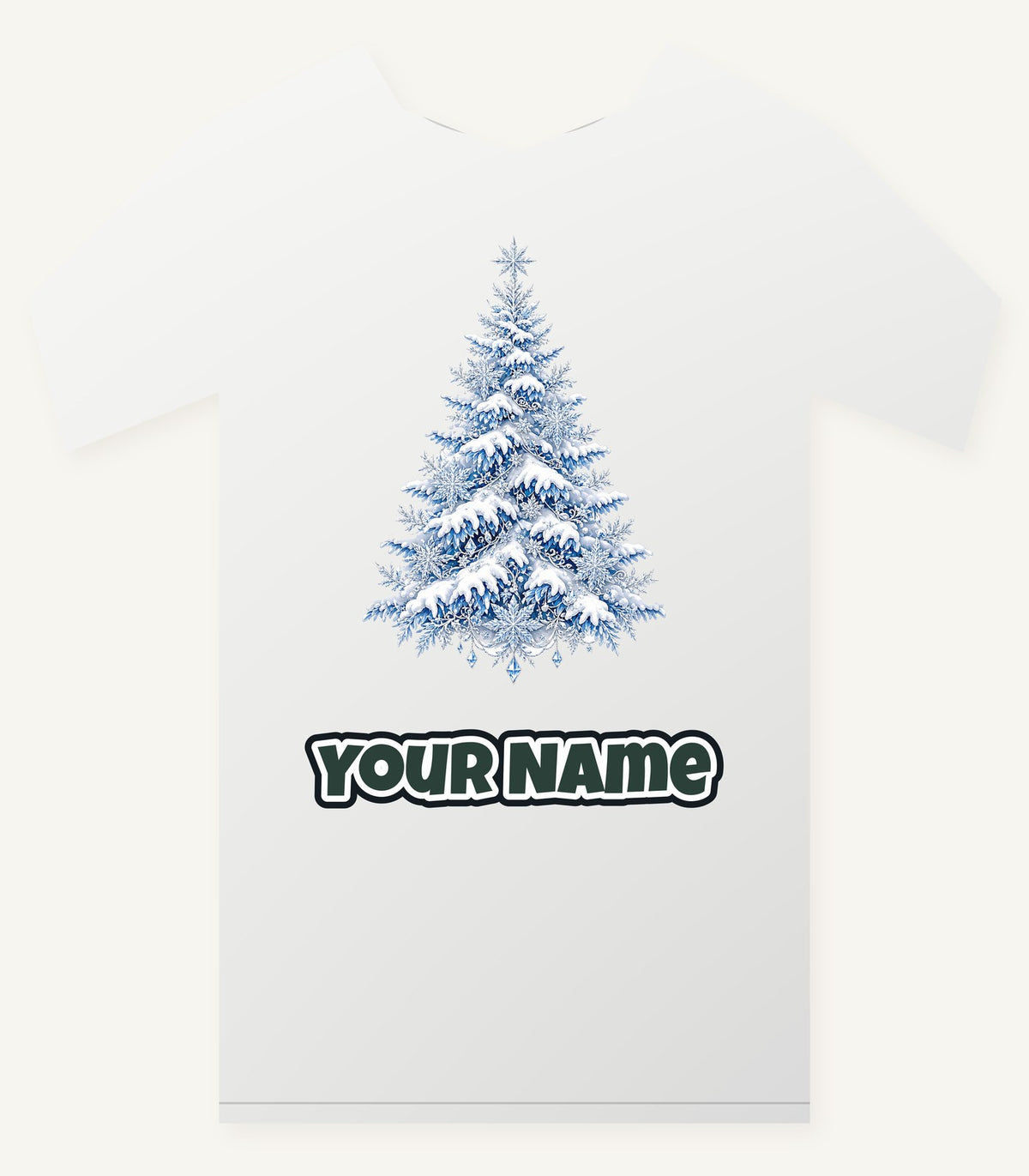 Snow Covered Christmas Tree Personalised Christmas T-Shirt and Hoodie