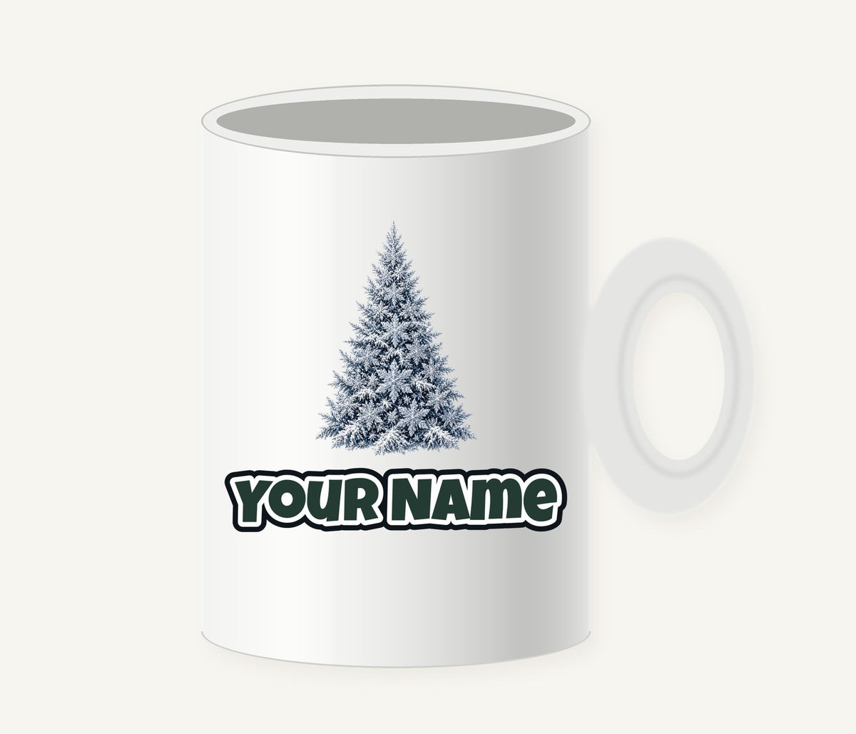 Snow Dusted Blue Spruce Personalised Christmas Mug