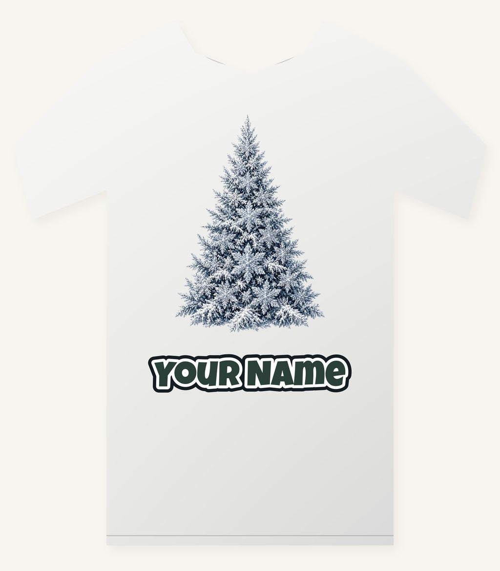 Snow Dusted Blue Spruce Personalised Christmas T-Shirt and Hoodie