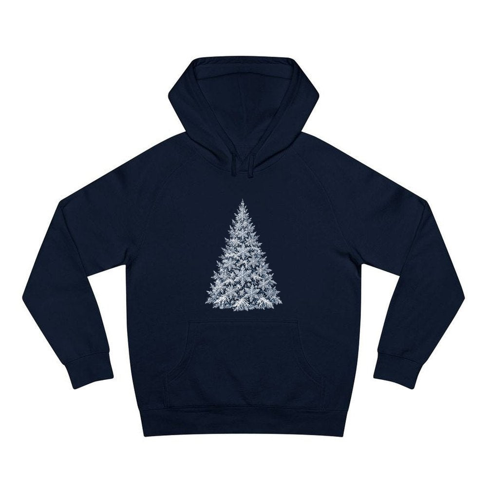 Snow Dusted Blue Spruce personalised Christmas hoodie in navy