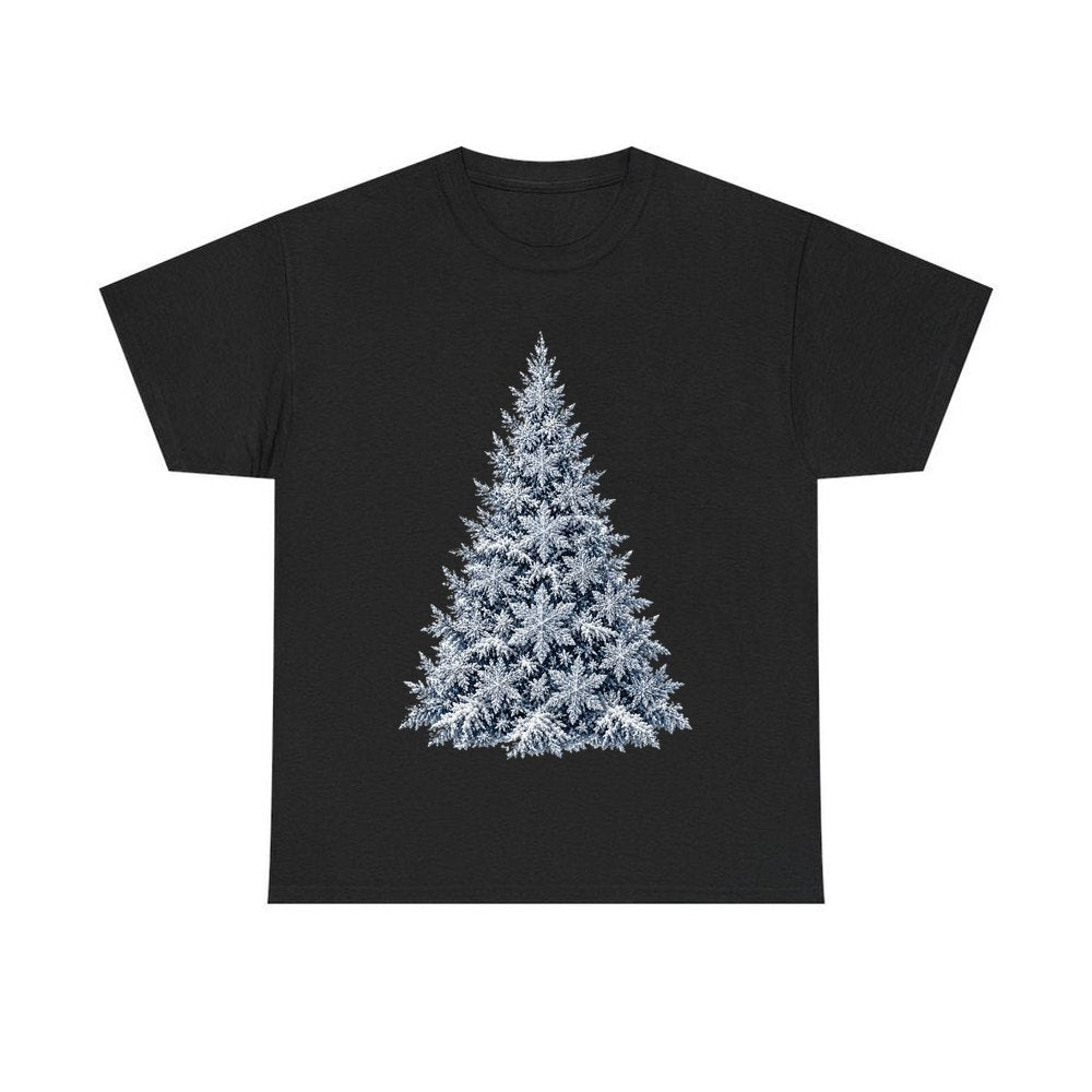 Snow Dusted Blue Spruce personalised Christmas T-shirt in black