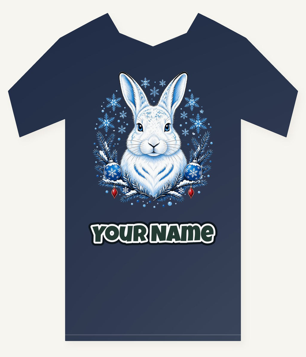 Snow Hare With Baubles Personalised Kids Tee and Baby Bodysuit