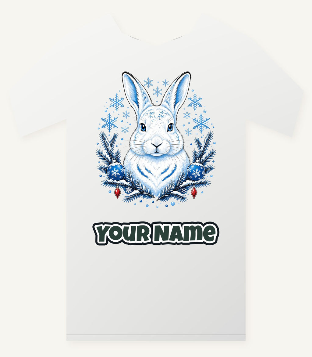 Snow Hare With Baubles Personalised Christmas T-Shirt and Hoodie