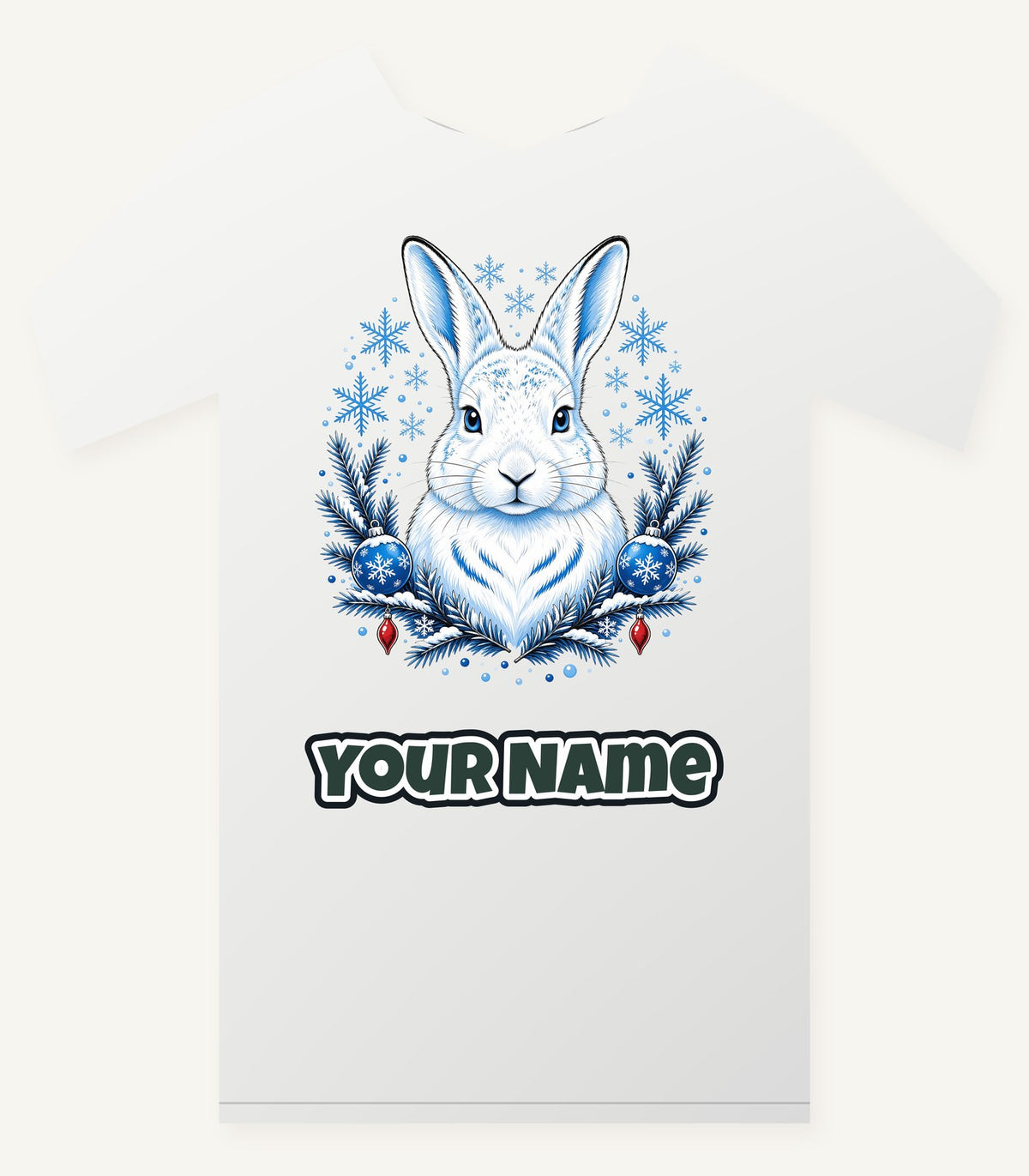 Snow Hare With Baubles Personalised Christmas T-Shirt and Hoodie