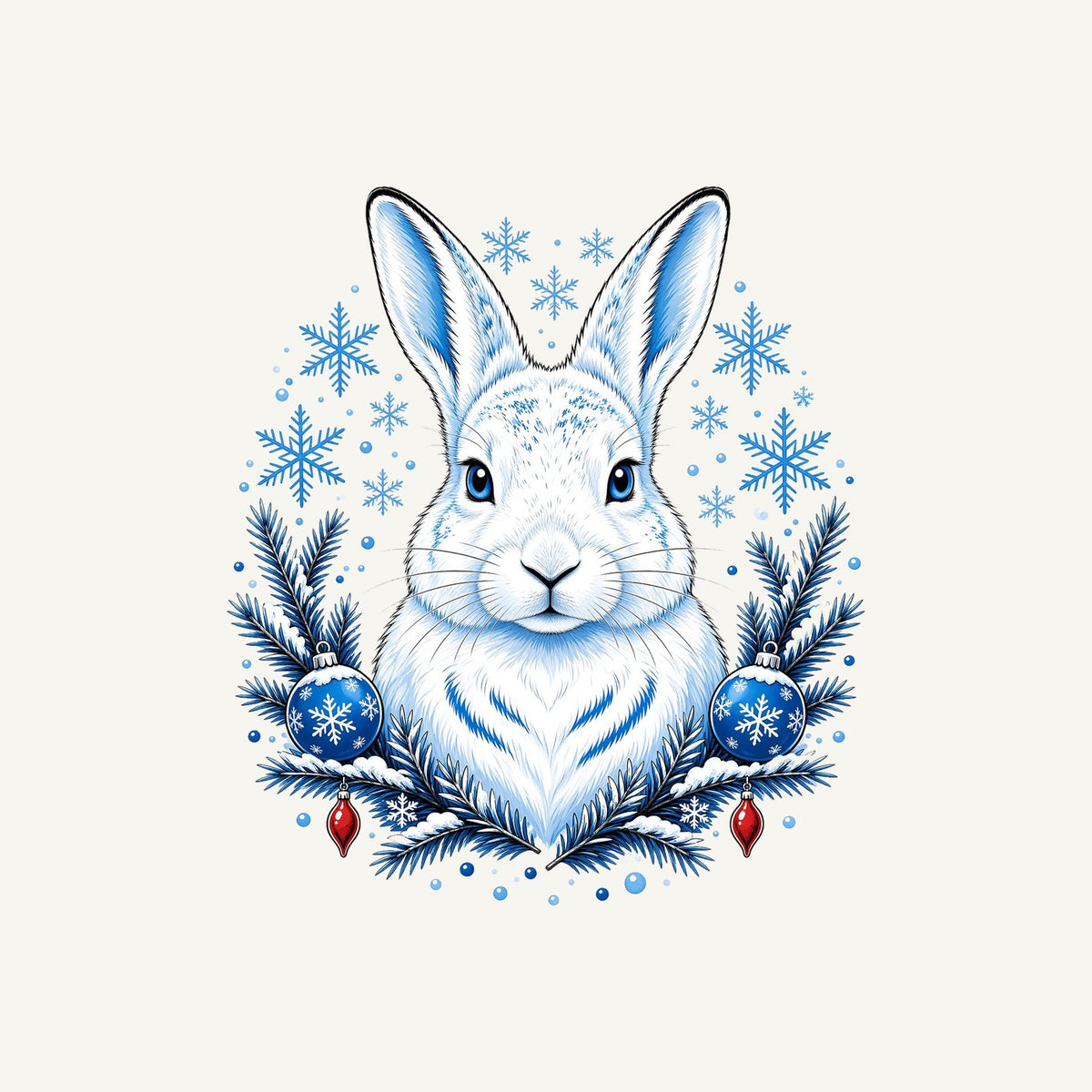 Snow Hare With Baubles Personalised Christmas T-Shirt and Hoodie