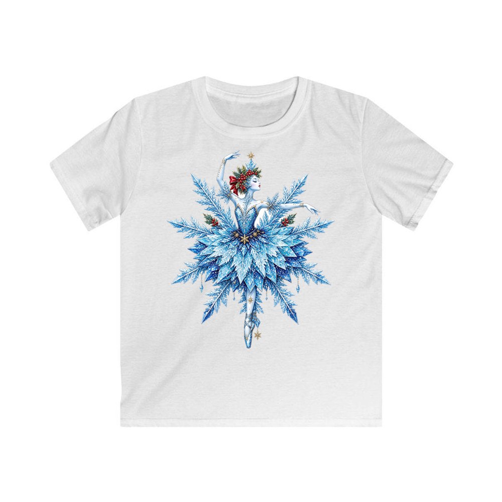 Snowflake Ballerina personalised kids Christmas tee in white