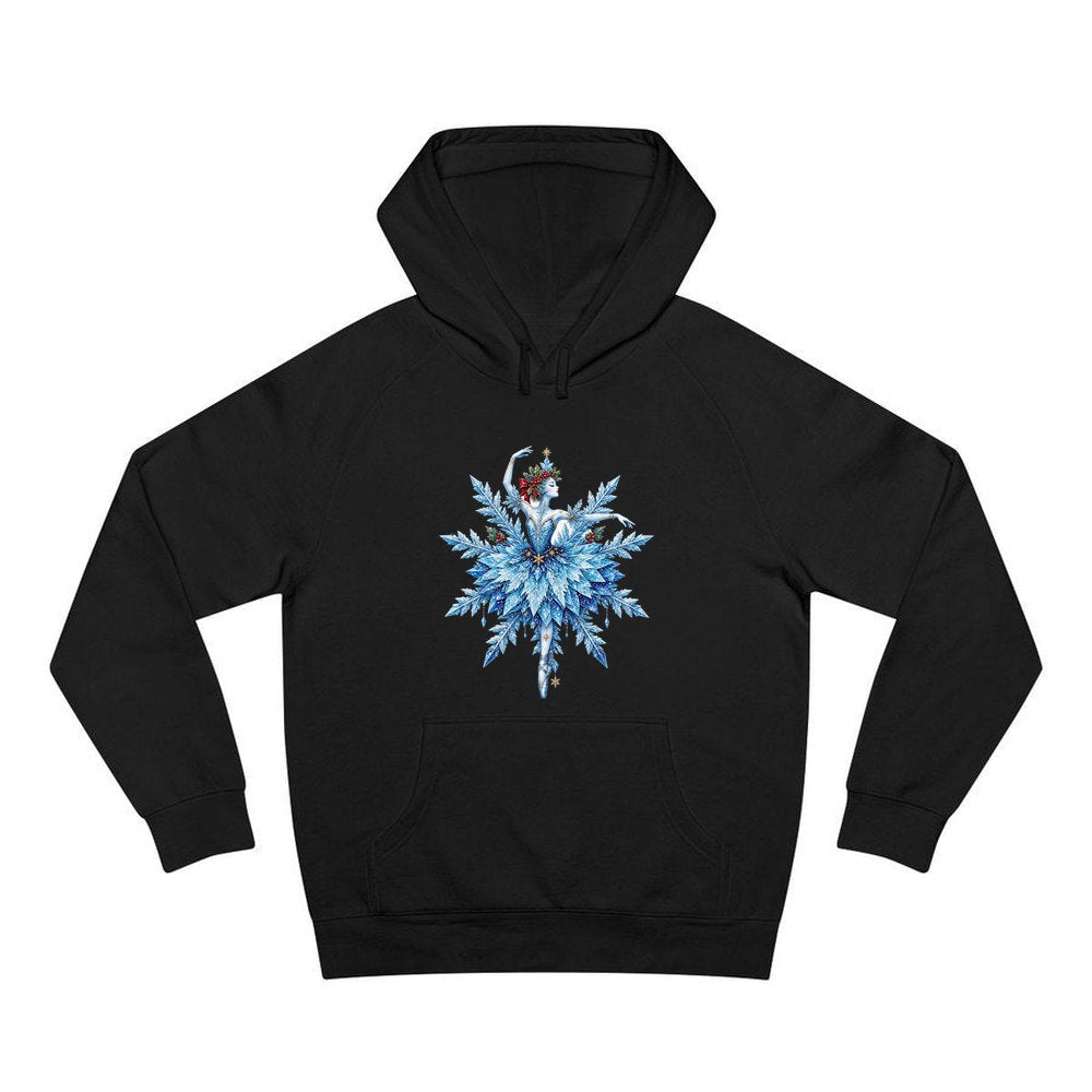 Snowflake Ballerina personalised Christmas hoodie in black