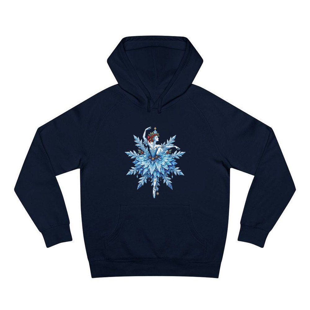 Snowflake Ballerina personalised Christmas hoodie in navy