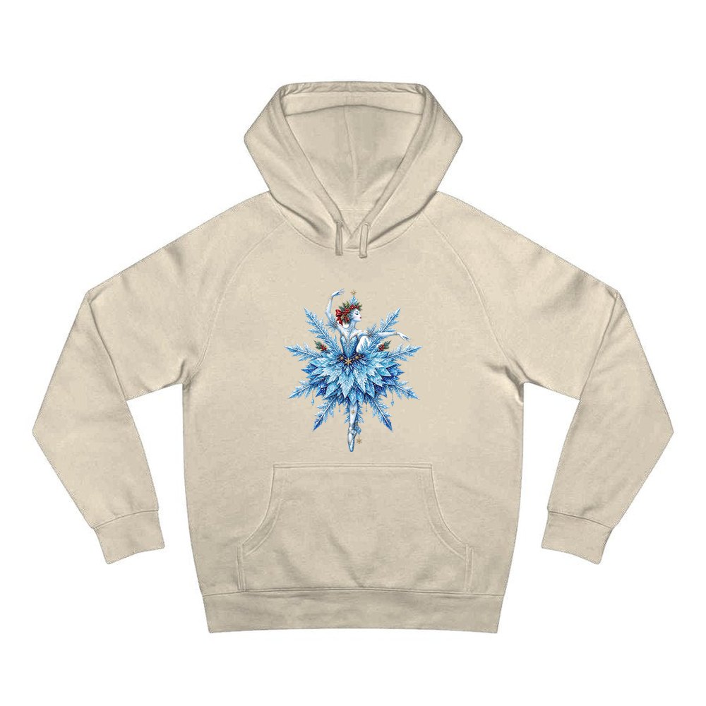 Snowflake Ballerina personalised Christmas hoodie in sand