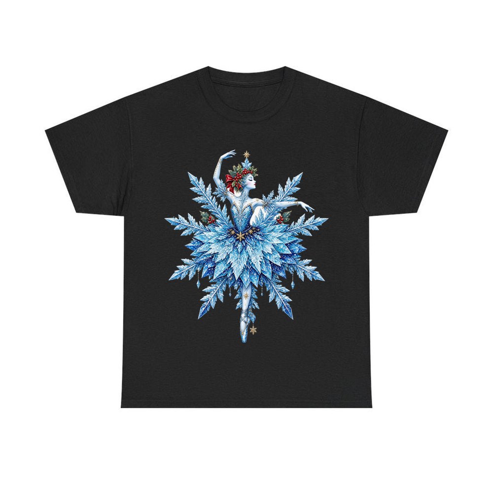 Snowflake Ballerina personalised Christmas T-shirt in black