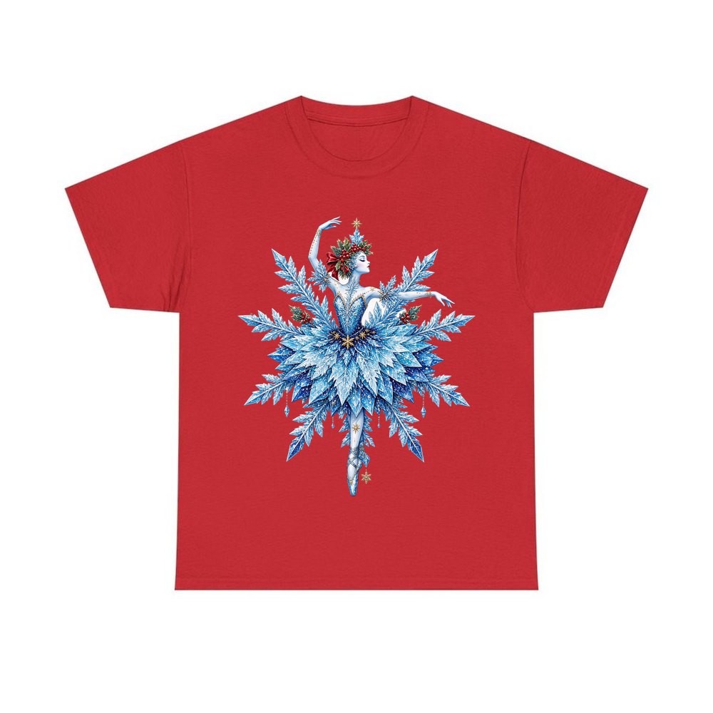 Snowflake Ballerina personalised Christmas T-shirt in red
