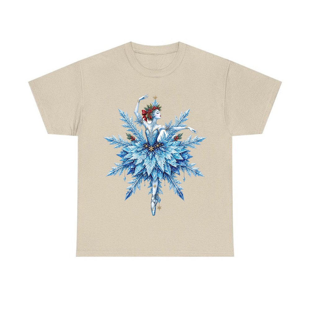 Snowflake Ballerina personalised Christmas T-shirt in sand
