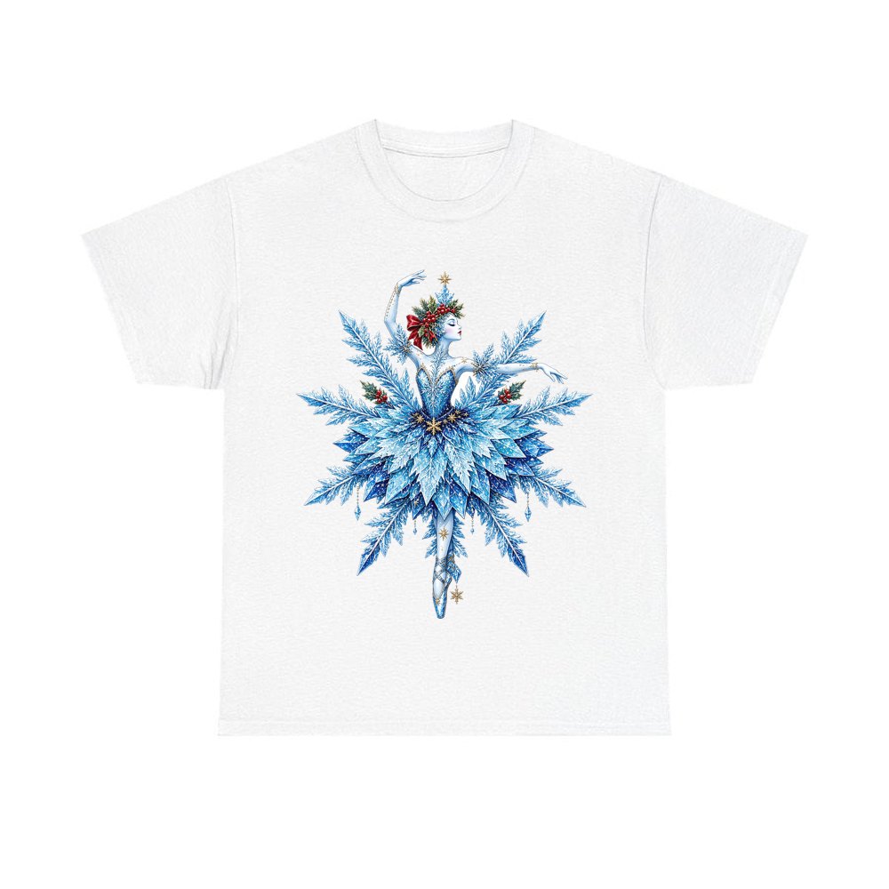 Snowflake Ballerina personalised Christmas T-shirt in white