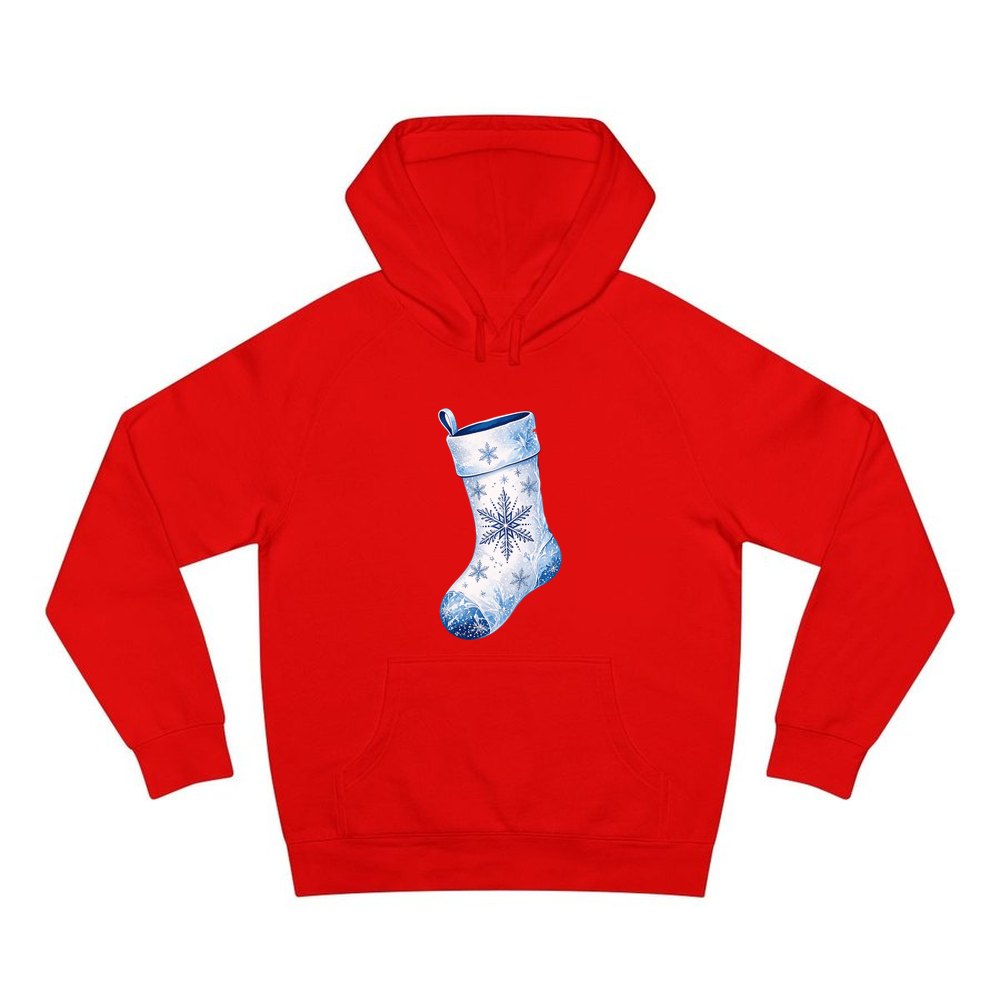 Snowflake Stocking personalised Christmas hoodie in red