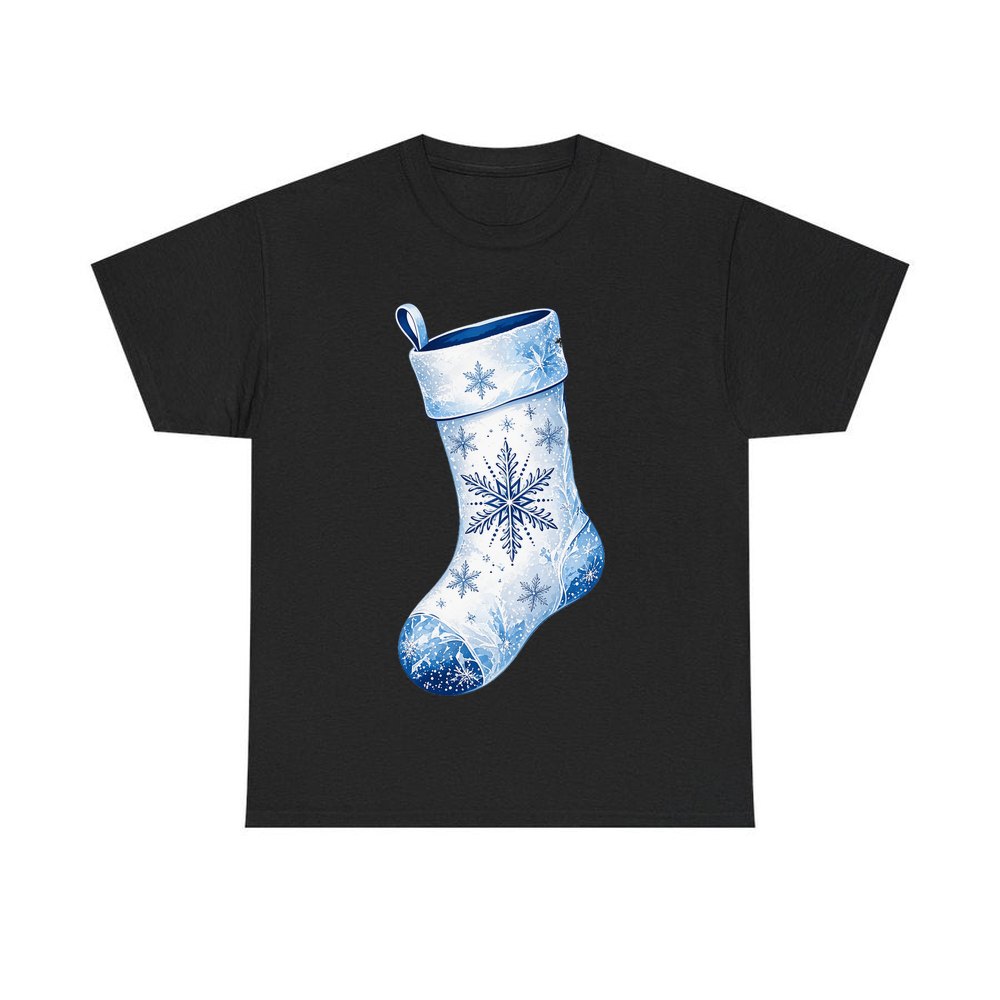 Snowflake Stocking personalised Christmas T-shirt in black