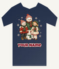Snowman And Friends Portrait Personalised Kids and Baby Christmas Tee