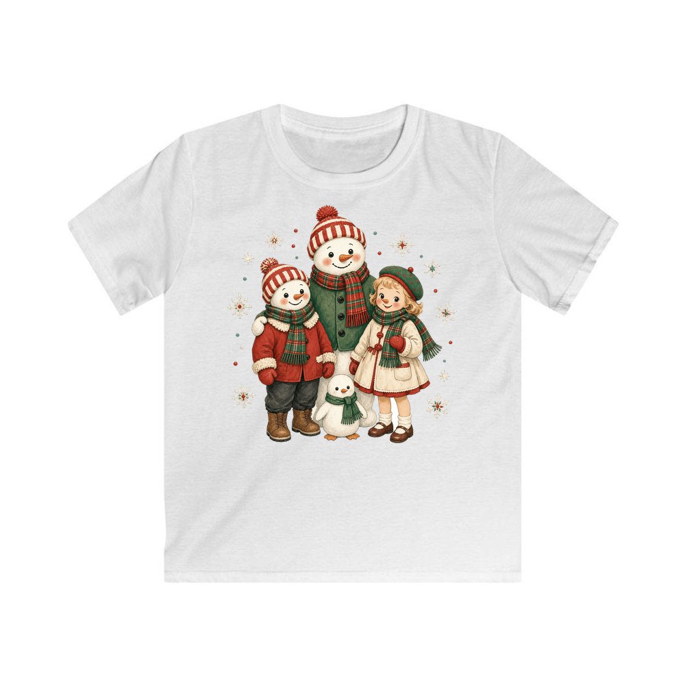 Snowman And Friends Portrait personalised kids Christmas tee in white