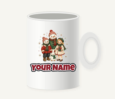 Snowman And Friends Portrait Personalised Christmas Mug