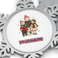 Snowman And Friends Portrait Personalised Pewter Christmas Ornament