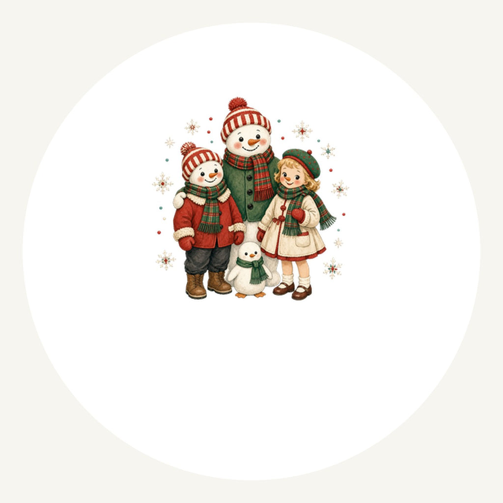 Snowman And Friends Portrait Personalised Pewter Christmas Ornament
