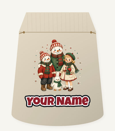 Snowman And Friends Portrait Personalised Santa Sack
